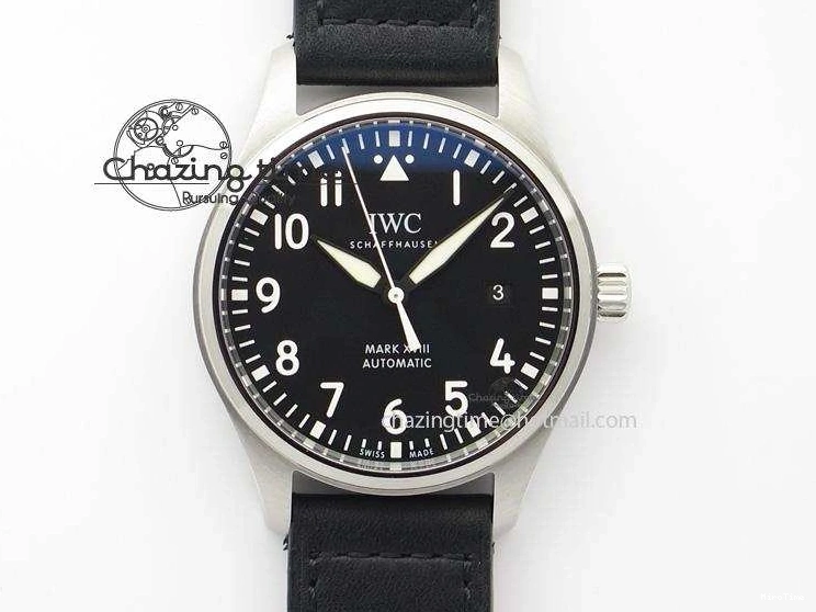 MIROTIME 0212 Mark XVIII IW327001 SS Mk Maker Best Edition Black Dial On Black Leather Strap A SunProtective 7299